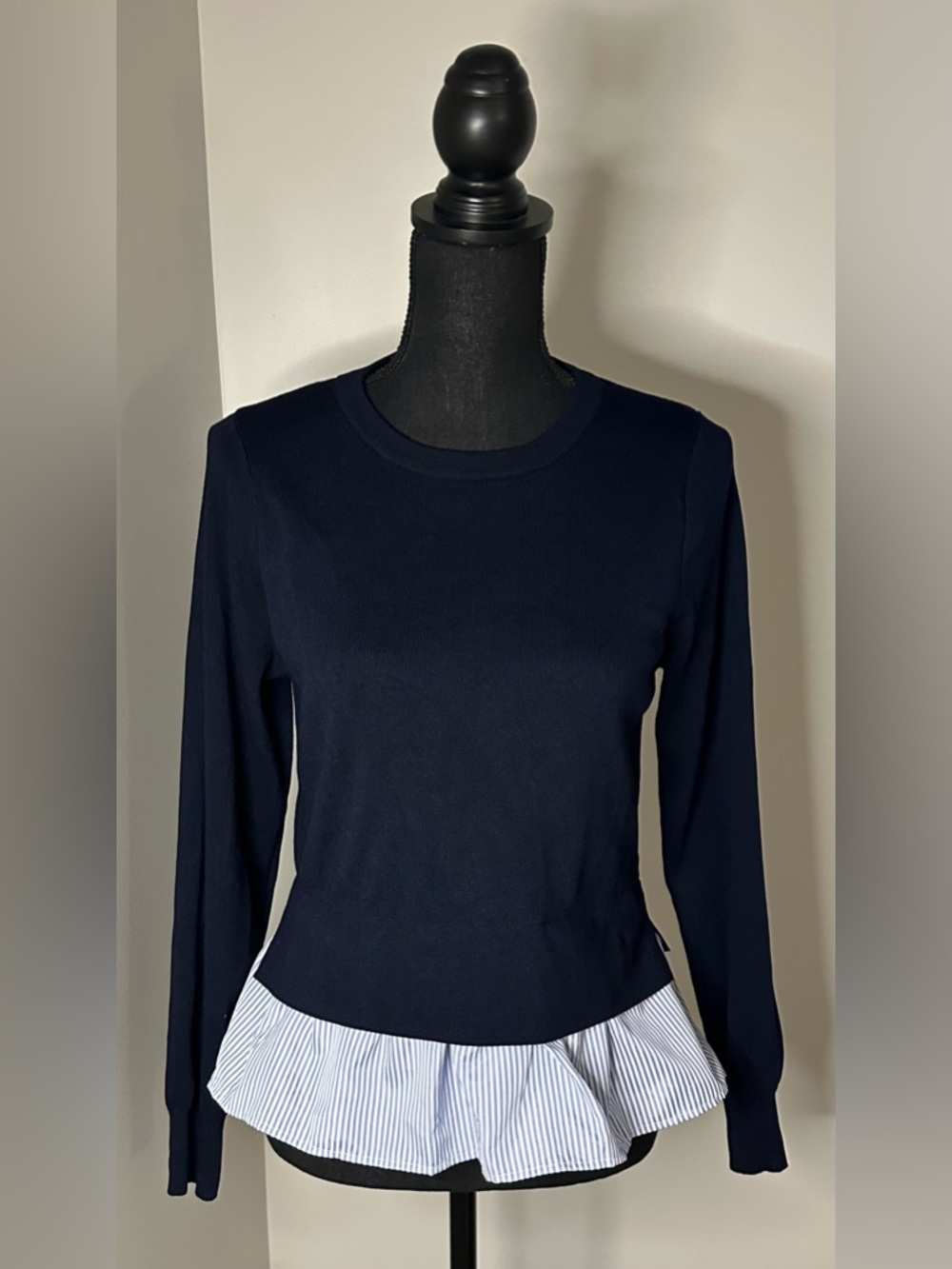 EUC! Nanette Classic Navy Peplum Layered Long-Sleeve Top  Worn once!!